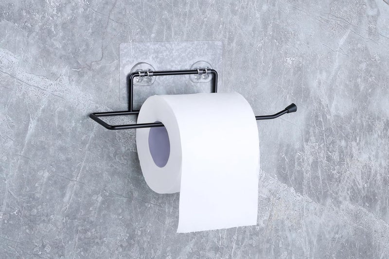 Clay Plus Clay Plus Self Adhesive Black Iron Toilet Paper Holder Self Adhesive/Toilet Paper Roll Holder/Tissue Paper Roll Holder for Bathroom (Black - Pack of 1) - Image 5