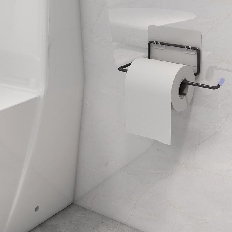 Clay Plus Clay Plus Self Adhesive Black Iron Toilet Paper Holder Self Adhesive/Toilet Paper Roll Holder/Tissue Paper Roll Holder for Bathroom (Black - Pack of 1) - Image 2