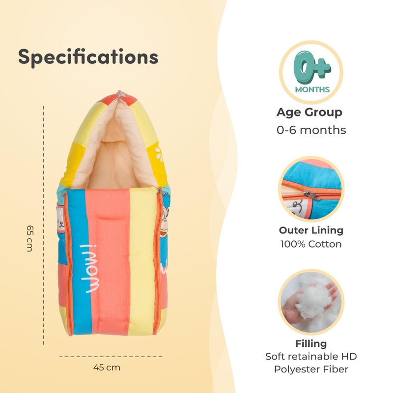 Mylo Baby 4 in 1 Baby Sleeping Bag/Carry Nest with 3 Way Opening Zip | Soft & Snuggly Sleeping Bag for Baby | Cotton Baby Bed for New Borns & Infants (Magical Rainbow) - Image 5