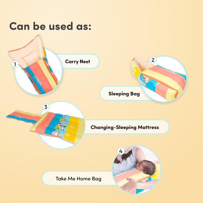 Mylo Baby 4 in 1 Baby Sleeping Bag/Carry Nest with 3 Way Opening Zip | Soft & Snuggly Sleeping Bag for Baby | Cotton Baby Bed for New Borns & Infants (Magical Rainbow) - Image 2