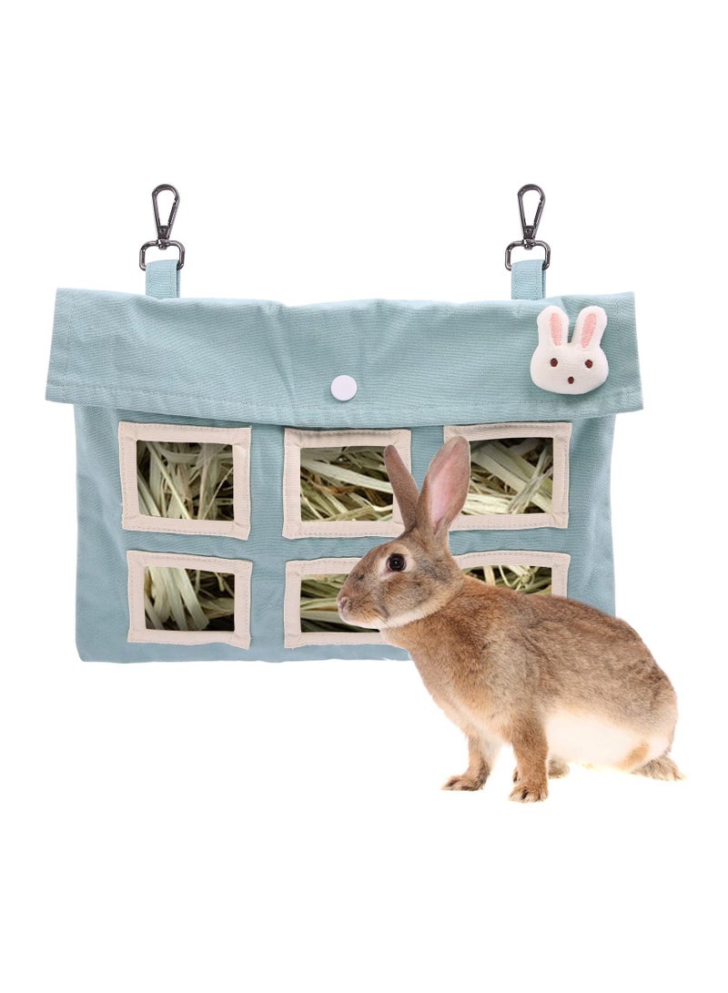 SYOSI Small Pet Animal Hay Feeder, Bunny Hay Feeder Bag Cage Hay Feeder Bag Thicken Cloth Hay Feeder Cotton Canvas Hay Storage with 6 Holes for Bunny Guinea Pig Chinchilla Hamster Small Pets Animals  - Image 1