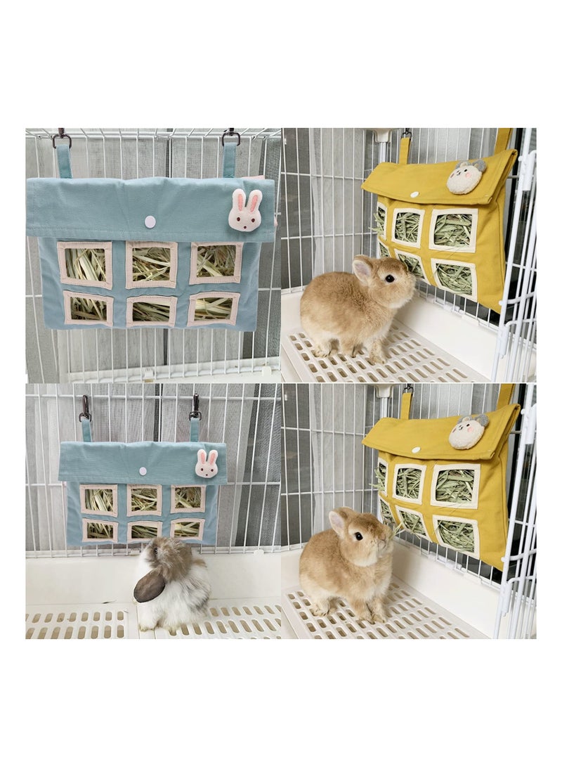 SYOSI Small Pet Animal Hay Feeder, Bunny Hay Feeder Bag Cage Hay Feeder Bag Thicken Cloth Hay Feeder Cotton Canvas Hay Storage with 6 Holes for Bunny Guinea Pig Chinchilla Hamster Small Pets Animals  - Image 2