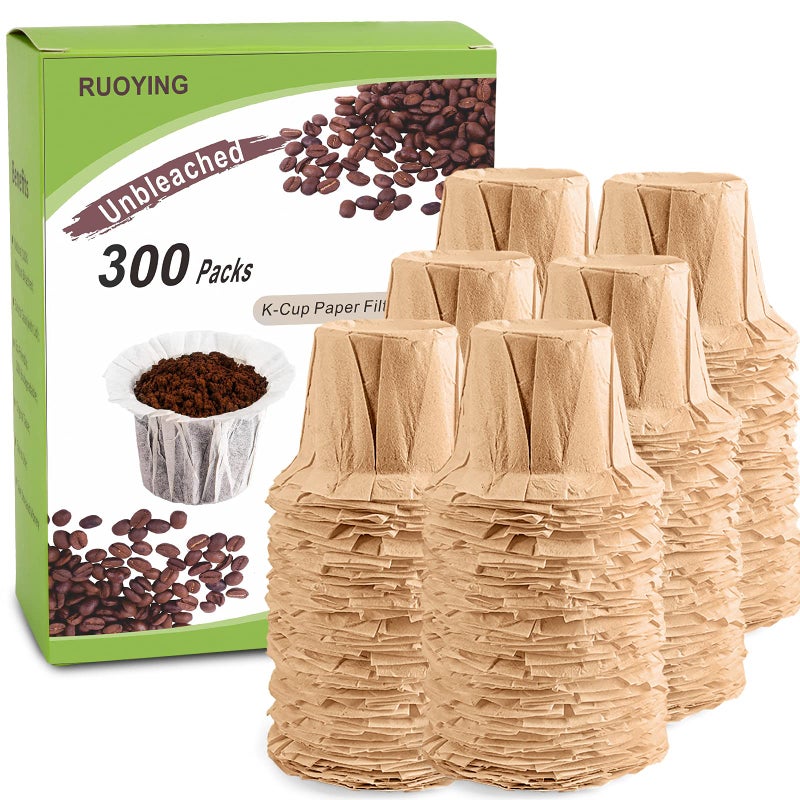 K cup Coffee Paper Filters Disposable for Reusable K Cup Filters Disposable Keurig K Cup Filters Fits All Keurig Single Serve Filter Brands 300 Natural NO lid
