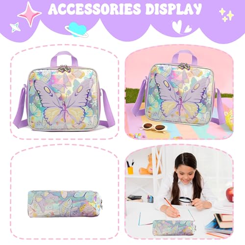 Meetbelify Rolling Backpack for Girls Backpack with Wheels for Elementary Student Kids School Bag with Lunch Box Pencil Case for Girls Ages 6-8 Years Old Purple - Image 5