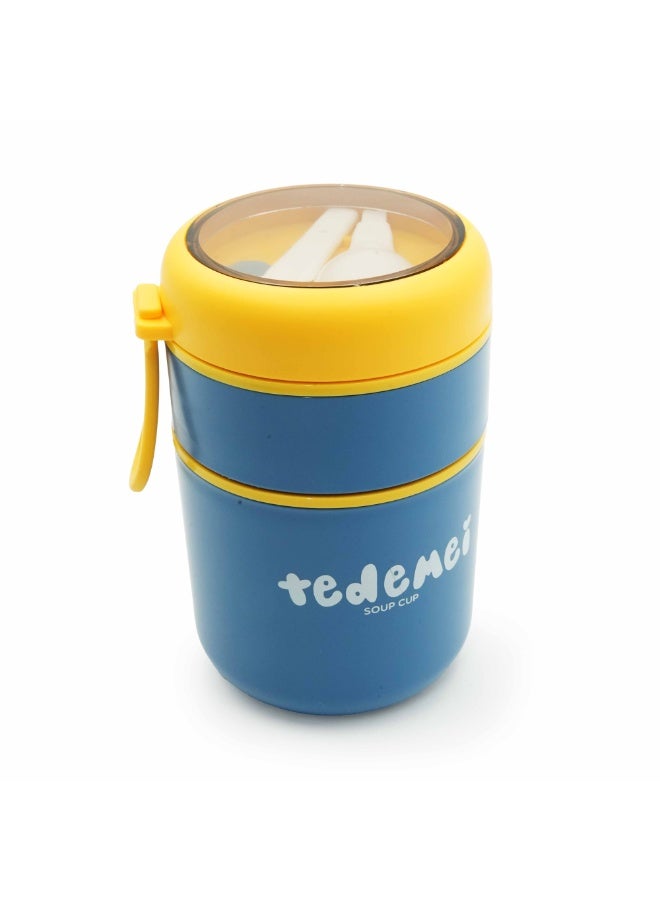 Tedemei Stainless Steel Breakfast Cup 710ml Blue Insulated Food Jar with Lid SS316 Food Grade Steel Leakproof Soup Oatmeal & Lunch Container for Office School & Travel - Image 1