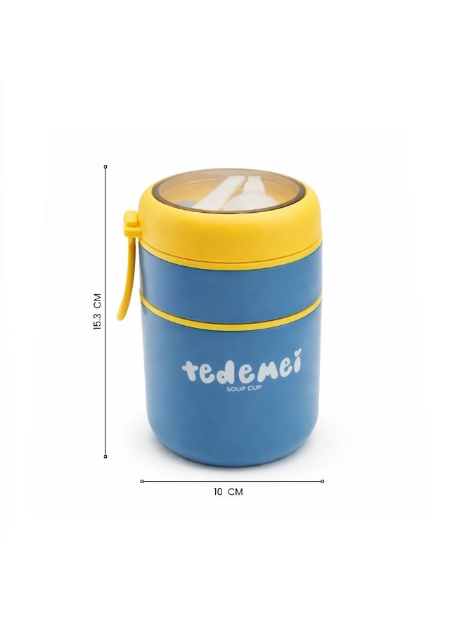 Tedemei Stainless Steel Breakfast Cup 710ml Blue Insulated Food Jar with Lid SS316 Food Grade Steel Leakproof Soup Oatmeal & Lunch Container for Office School & Travel - Image 5