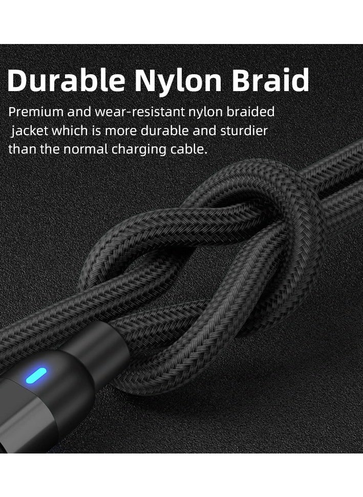 SQURE - 3-in-1 USB Charging Cable – Durable & Multi-Functional | 2.4A Fast Charging | Compatible with All Devices  A 3-in-1 USB charging cable with three connectors (Micro USB + Type-C + additional tip) to meet all needs. Made from braided nylon, pure copper, and durable aluminum for long-lasting use. Supports 2.4A current for fast and safe charging. Compatible with mobile phones, gaming devices, cameras, printers, smartwatches, power banks, and more. Strong design with a metal casing and a 1-meter length for convenience - Image 1