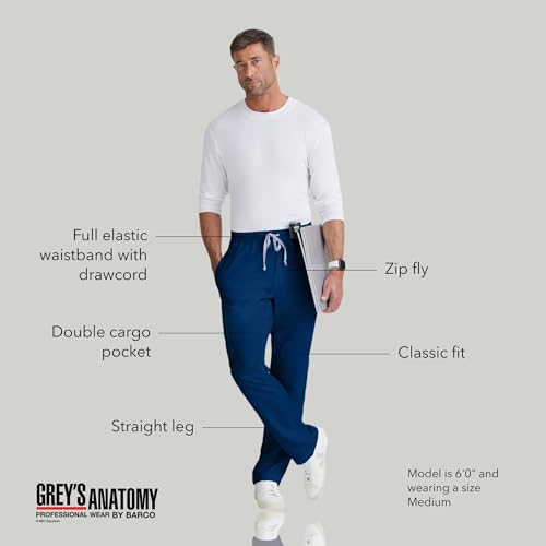 BARCO Grey’s Anatomy Classic Evan Scrub Pant for Men – Indigo, 5-Pocket Zip-Fly Scrub Bottoms with Natural Stretch, Soil Release Fabric, and Super-Soft Finish – XS, Tall Fit - Image 4