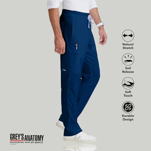 BARCO Grey’s Anatomy Classic Evan Scrub Pant for Men – Indigo, 5-Pocket Zip-Fly Scrub Bottoms with Natural Stretch, Soil Release Fabric, and Super-Soft Finish – XS, Tall Fit - Image 3