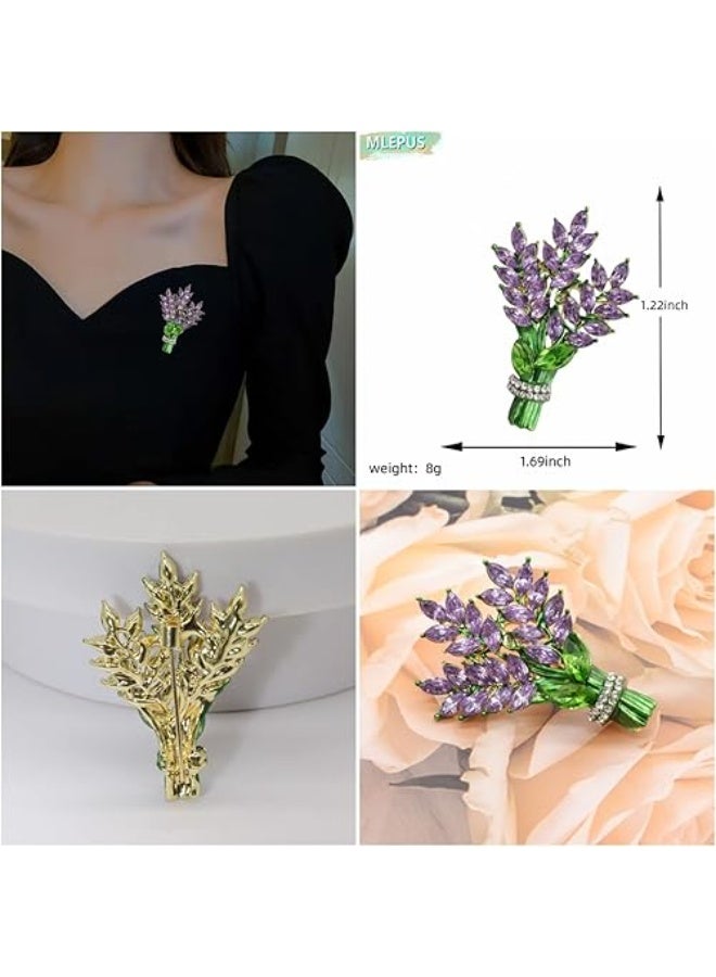 Goolsky Lavender flower brooch crystal rhinestone tulip brooch elegant accessories jewelry women brooches and pins fashion jewelry wedding flowers lapel pin - Image 3