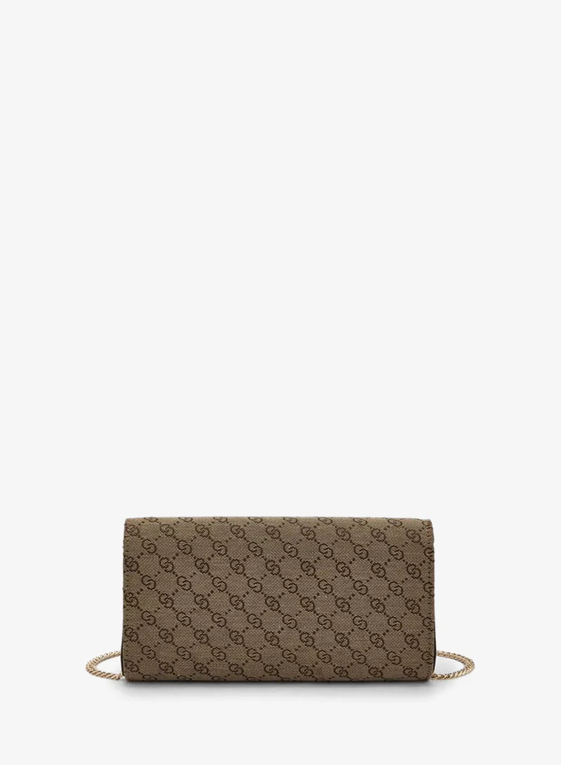 Celeste BROWN Monogram Diamante Embellished Crossbody Bag With Chain Strap for Women | Best Price UAE