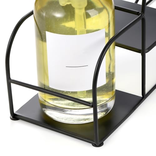 Noamus 4-Tier Syrup Bottle Holder, Iron 4 Compartment Bottle Organizer Rack, 16" Countertop Display Storage Shelf Bottle Stand, Metal Coffee Bar Organizer for Dressing, Wine, Juice, Kitchen, Black - Image 5