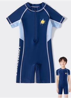 YUKE Summer New Children's Short sleeved one-piece swimsuit Outdoor Quick Drying Sun Protection Swimsuit Suitable for Boys and Girls Aged 3-15 (C)  - Image 1