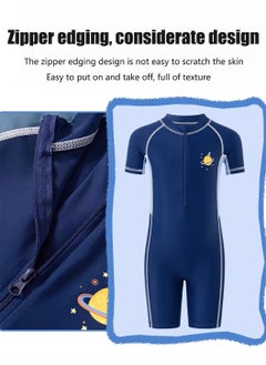 YUKE Summer New Children's Short sleeved one-piece swimsuit Outdoor Quick Drying Sun Protection Swimsuit Suitable for Boys and Girls Aged 3-15 (C)  - Image 2