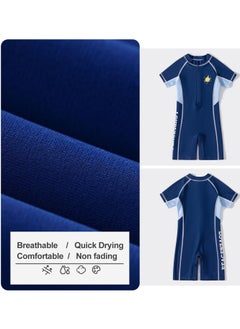 YUKE Summer New Children's Short sleeved one-piece swimsuit Outdoor Quick Drying Sun Protection Swimsuit Suitable for Boys and Girls Aged 3-15 (C)  - Image 4