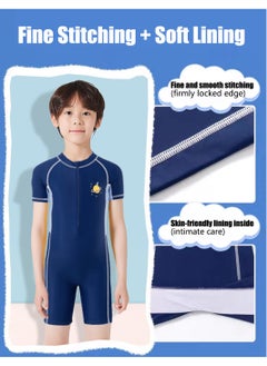 YUKE Summer New Children's Short sleeved one-piece swimsuit Outdoor Quick Drying Sun Protection Swimsuit Suitable for Boys and Girls Aged 3-15 (C)  - Image 3