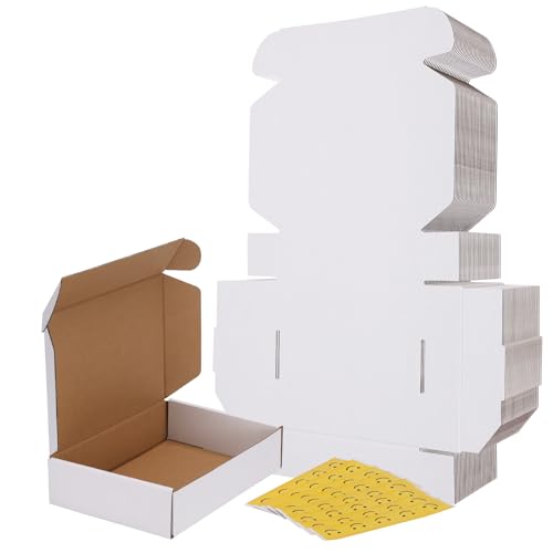 RLAVBL 30 Pack 9x6x2 Shipping Boxes, White Corrugated Cardboard Mailer Box for Packing Mailing Small Business - Image 1