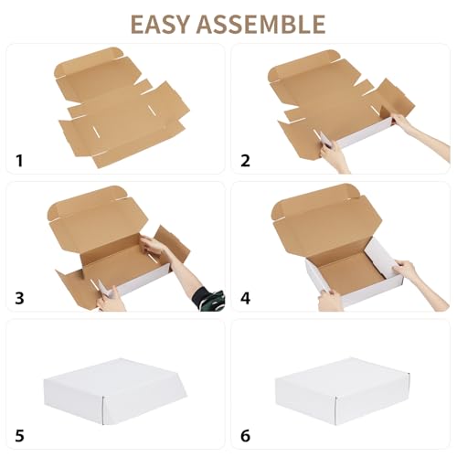 RLAVBL 30 Pack 9x6x2 Shipping Boxes, White Corrugated Cardboard Mailer Box for Packing Mailing Small Business - Image 5
