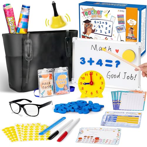 Alritz Pretend Play Teacher Set Easter Gift Classroom Learning Education Includes Reusable White Board Bell Clock and More Be Teacher Student for Boys Girls 5 6 7 8 9 10 11 12 Years Old - Image 1