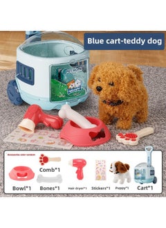 ماركة غير محددة صندوق دفع كبير من Moe Pet، كهربائي من القطيفة على شكل أرنب وهريرة وكلب باندا يمكنه المشي وذيل هزاز يمكن أن يستدعي ألعاب الأطفال - اللون: أزرق-تيدي  - Image 1