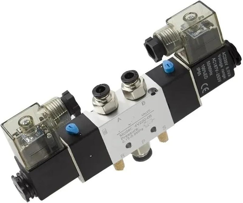 4V420 15 AC220V 5 Way 2 Position 1 4 Inch Pneumatic Solenoid Valve Aluminum Alloy - Image 1