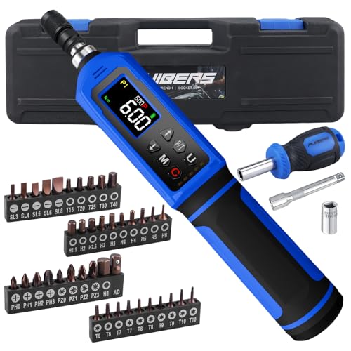 PUIBERS 46 Pcs Digital Torque Screwdriver Set 1/4",0.8-53.2 LB.IN Adjustable Inch Pound Torque Screwdriver, Torque Wrench Screwdriver ±1% Accuracy, LCD with Buzzer & LED Alerts - Image 1