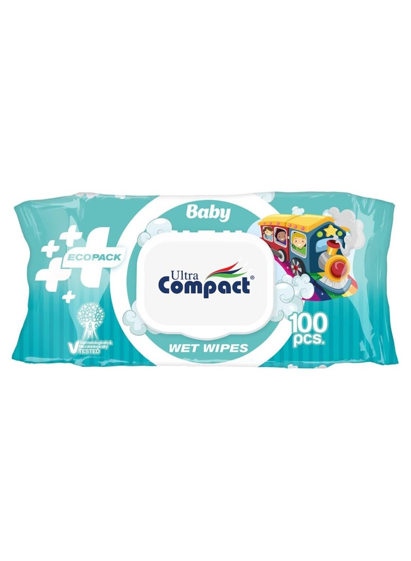 Ultra Compact ECOPACK Baby Wet Wipes: Sustainable Care Pack - 100pcs - Image 1
