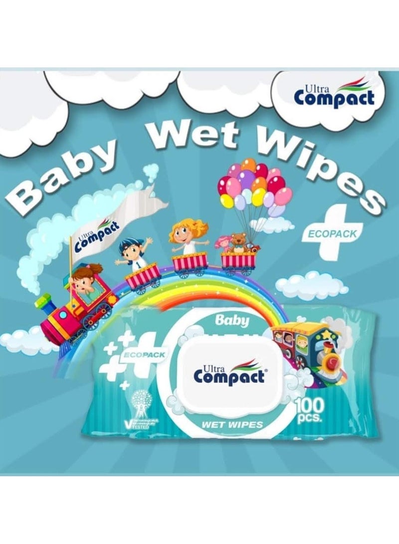 Ultra Compact ECOPACK Baby Wet Wipes: Sustainable Care Pack - 100pcs - Image 3