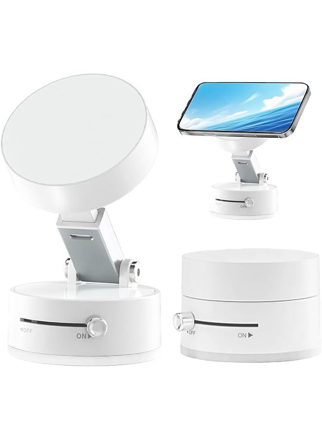 Green Tiger New Version Vacuum Magnetic Car Phone Holder, Dual-Sided Attachment, Adjustable Dual-Axis Design, Enhanced Mechanical Suction, Ideal for Car, Home, and Travel (White)