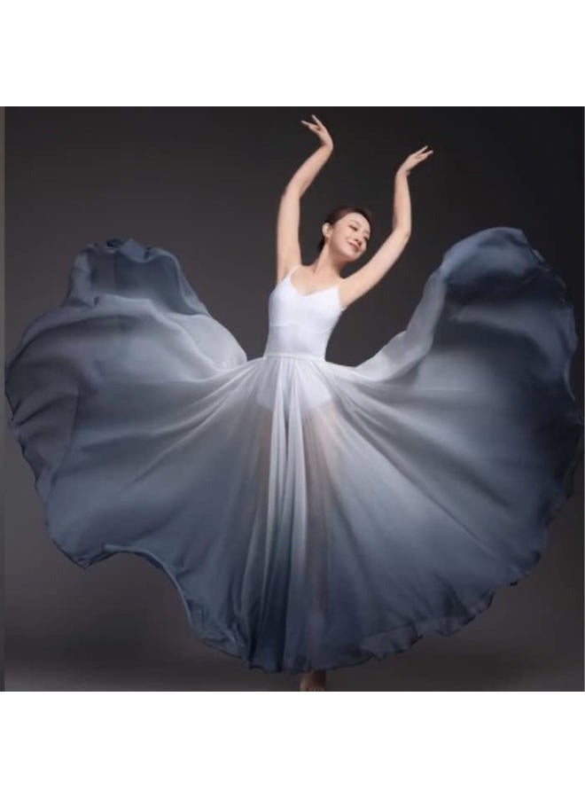 ORIDOOR 720 35" Long Women's Fairy Lyrical Dance Skirt Gradient Color Chiffon Swing Skirt Ballet Modren Dance Costume Dancewear Black White … - Image 2