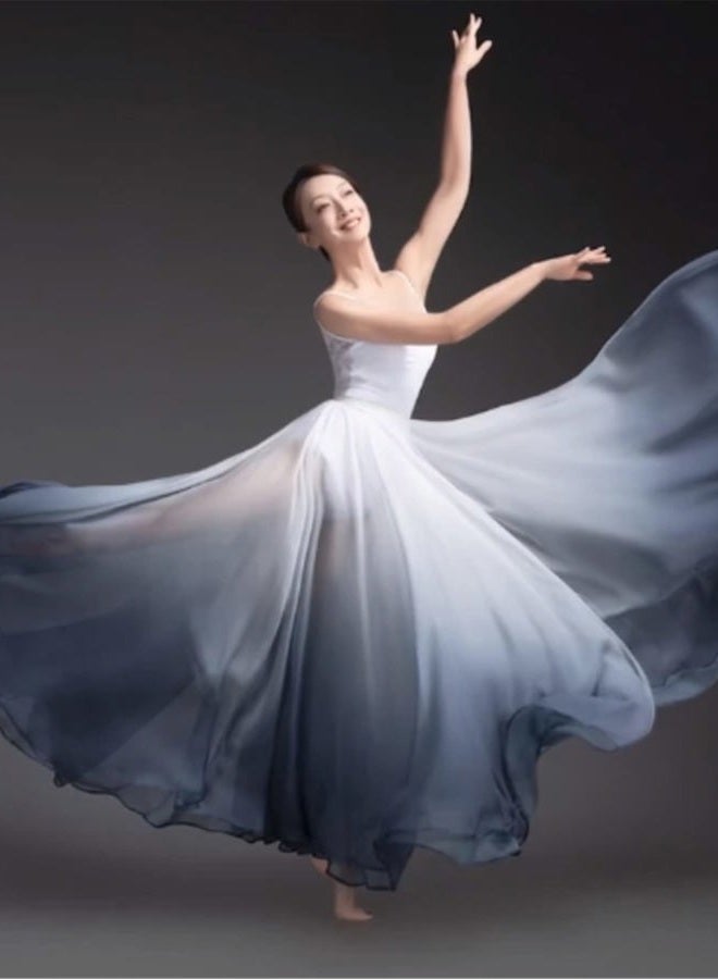 ORIDOOR 720 35" Long Women's Fairy Lyrical Dance Skirt Gradient Color Chiffon Swing Skirt Ballet Modren Dance Costume Dancewear Black White … - Image 3