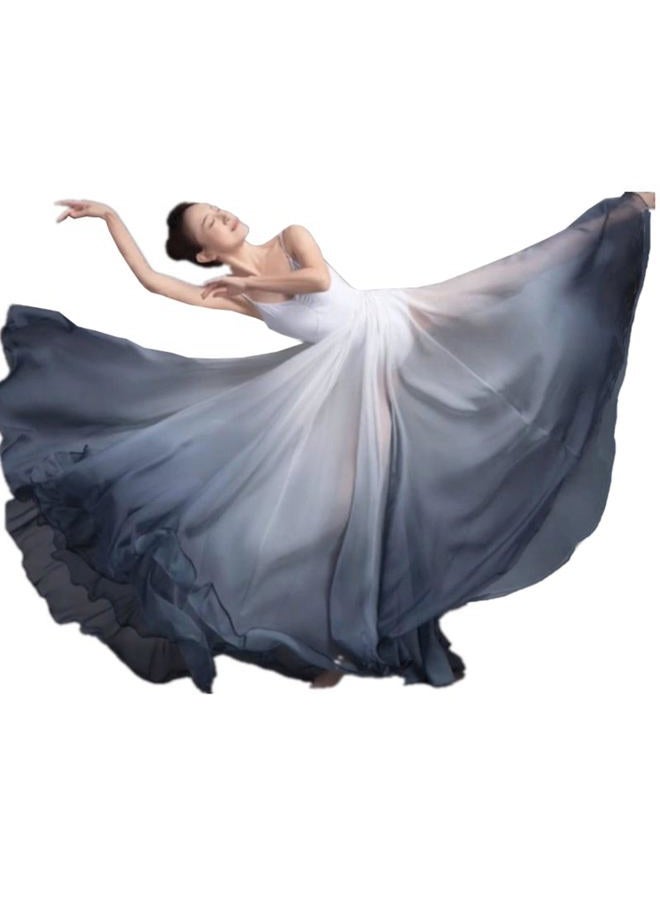 ORIDOOR 720 35" Long Women's Fairy Lyrical Dance Skirt Gradient Color Chiffon Swing Skirt Ballet Modren Dance Costume Dancewear Black White … - Image 1