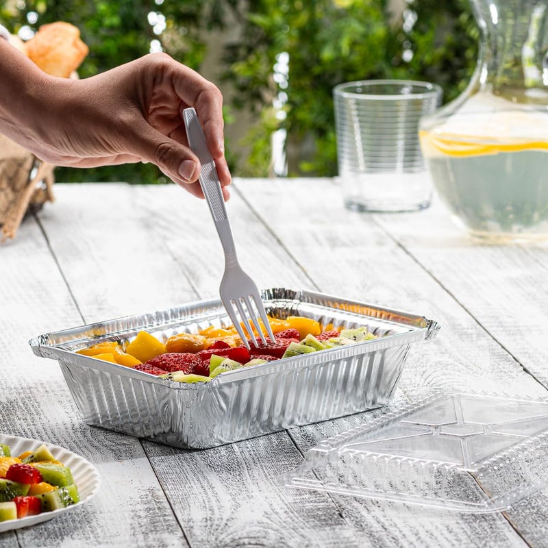 GUSTO [2 lb - 50 Count Disposable Aluminum Foil Pans with Clear Dome Lids, 8x5 Takeout Pans â€“ Great for Baking, Cooking, Storage, and Freezing (Formerly Comfy Package) - Image 5