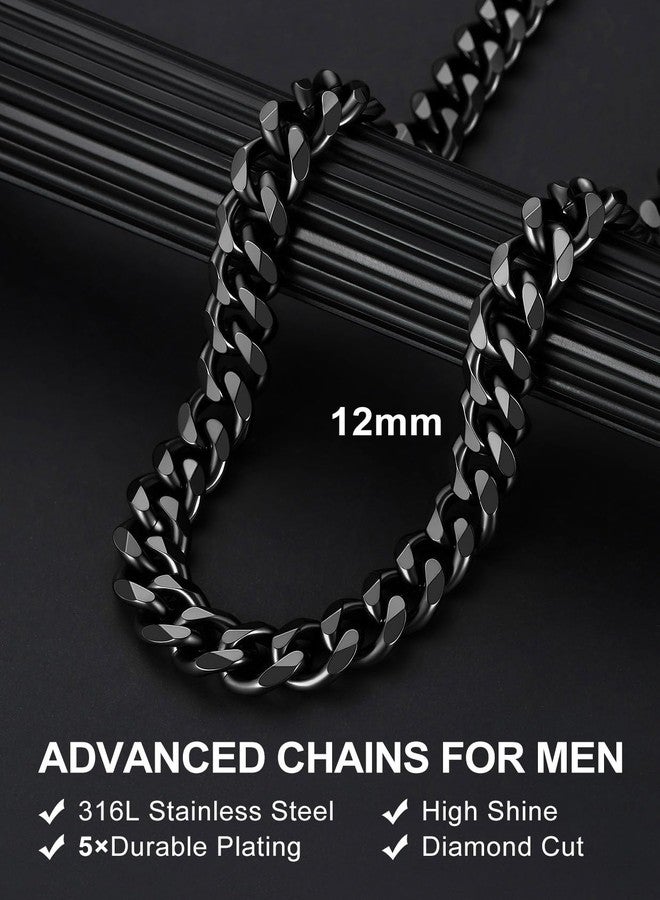 Suplight 3mm/6mm/9mm/12mm Miami Curb Cuban Link Chain for Men Women, 316L Stainless Steel /18K Gold/Black Plated Mens Jewelry Hip Hop Chain 18"/20"/22"/24"/26"/28"/30", - Image 3