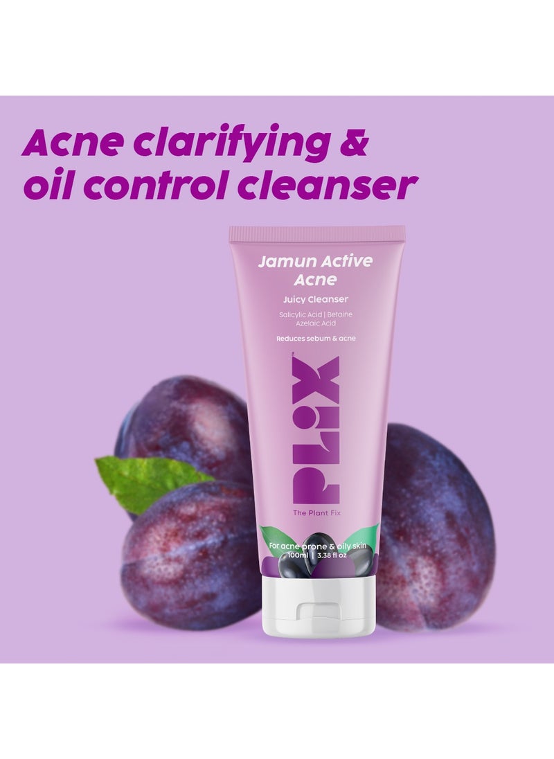 PLIX THE PLANT FIX - 0.5% Salicylic Acid Jamun Face Wash Cleanser for Active Acne Oil Control For Women And Men - 100 ml - Image 1