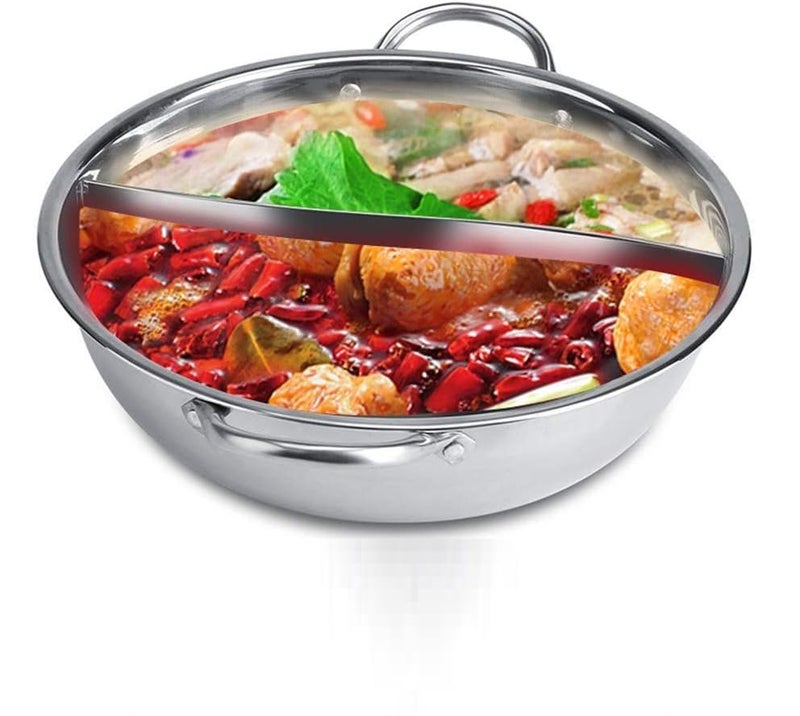 VBM VBM Multi-Function Stainless Steel Hot Pot - Ideal for Cooking, Boiling, and Steaming Stainless Steel Hot Pot with Dual Compartments - Perfect for Multi-Flavor Cooking  - Image 1
