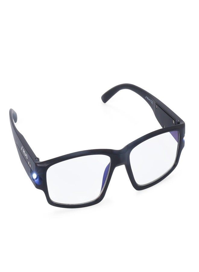 AEC V-Read Unisex Reading Glasses +1.00 Power Full Rim Stylish Blueblock Lenses with Inbuilt Night Mode LED Light & Free Hard Travel Case for Men and Women (Black) - Image 5