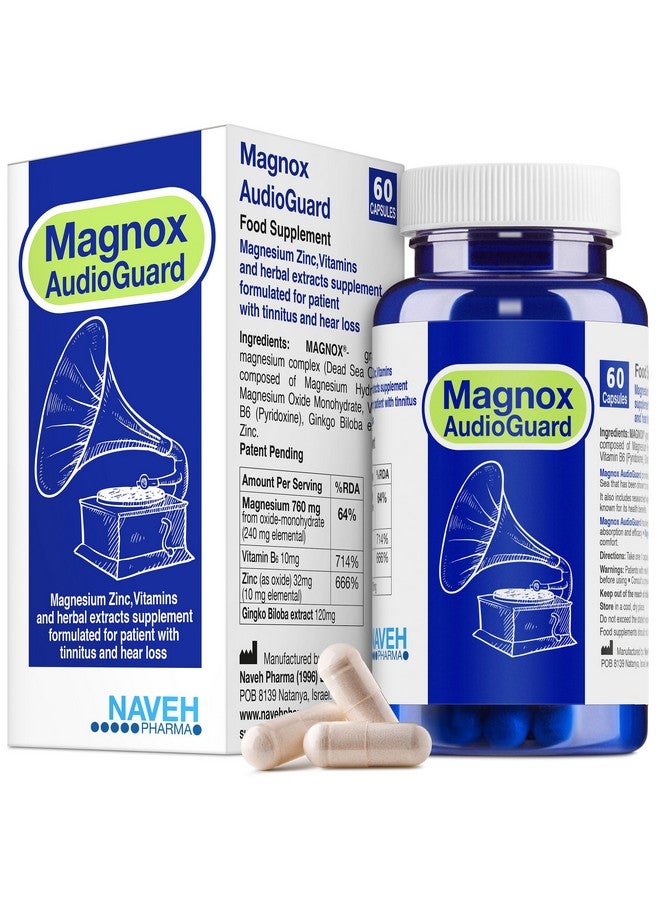 MAGNOX MAGNOX® AudioGuard Magnesium Supplement for Tinnitus Treatment | Tinnitus Relief for Ringing Ears | Natural Magnesium Complex | Dead Sea Minerals | High Absorption Magnesium | 60 Capsules  - Image 1
