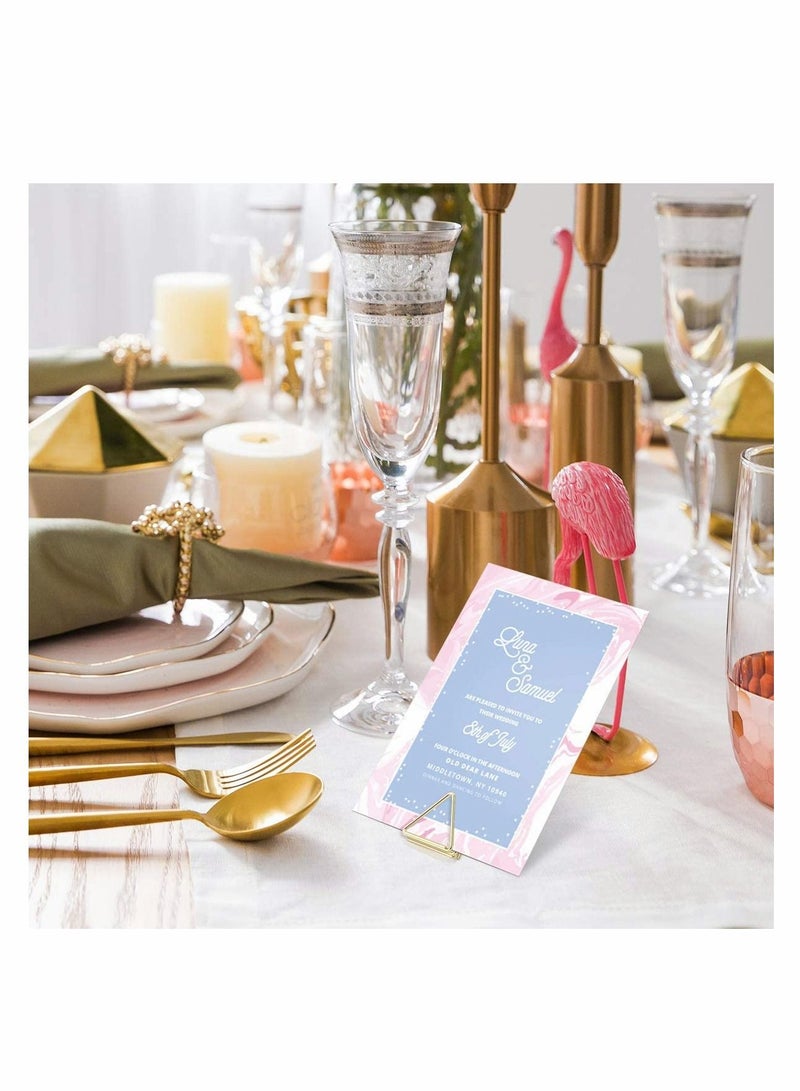 Generic ELECDON Place Card Holders, Triangle Shape Table Card Holders Photo Holder Pictures Stand Clips for Place Cards Weddings Anniversary Party Office Desk Name, Gold 24 Pack  - Image 4