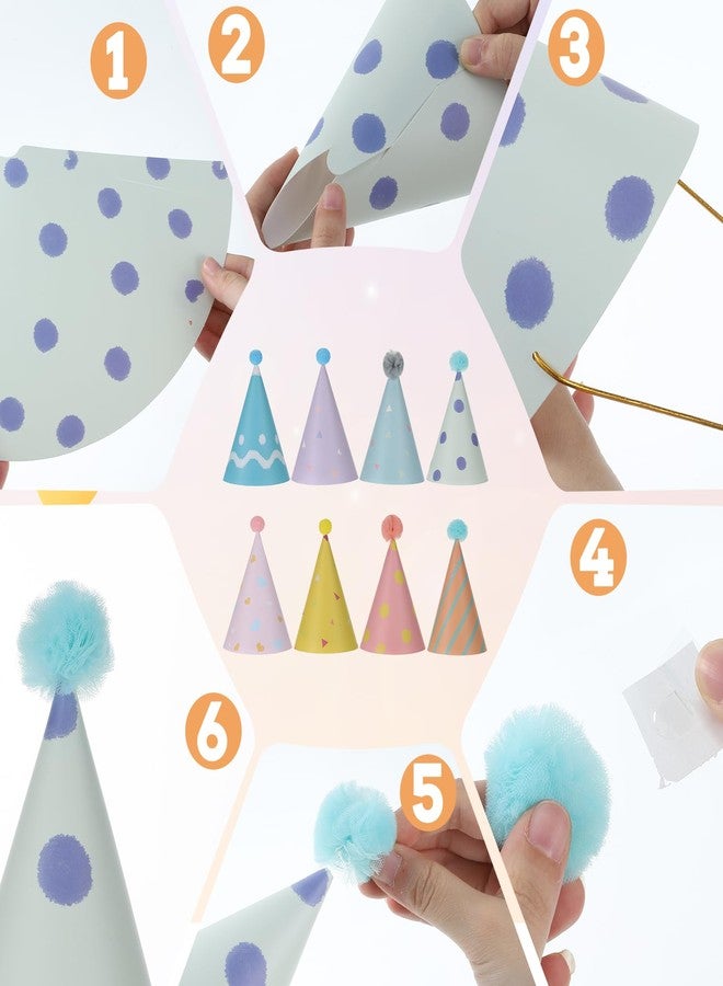 Zelphvt 8PCS Mini Birthday Hats for Stuffed Animals Dog Cat Party Hats with Pom Poms Cute Small Stuffed Animal Birthday Party Hat for Kittens Rabbits, Small Dogs - Image 5