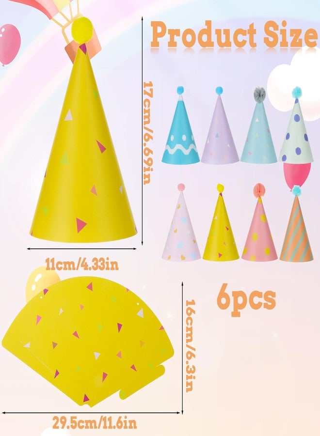 Zelphvt 8PCS Mini Birthday Hats for Stuffed Animals Dog Cat Party Hats with Pom Poms Cute Small Stuffed Animal Birthday Party Hat for Kittens Rabbits, Small Dogs - Image 2