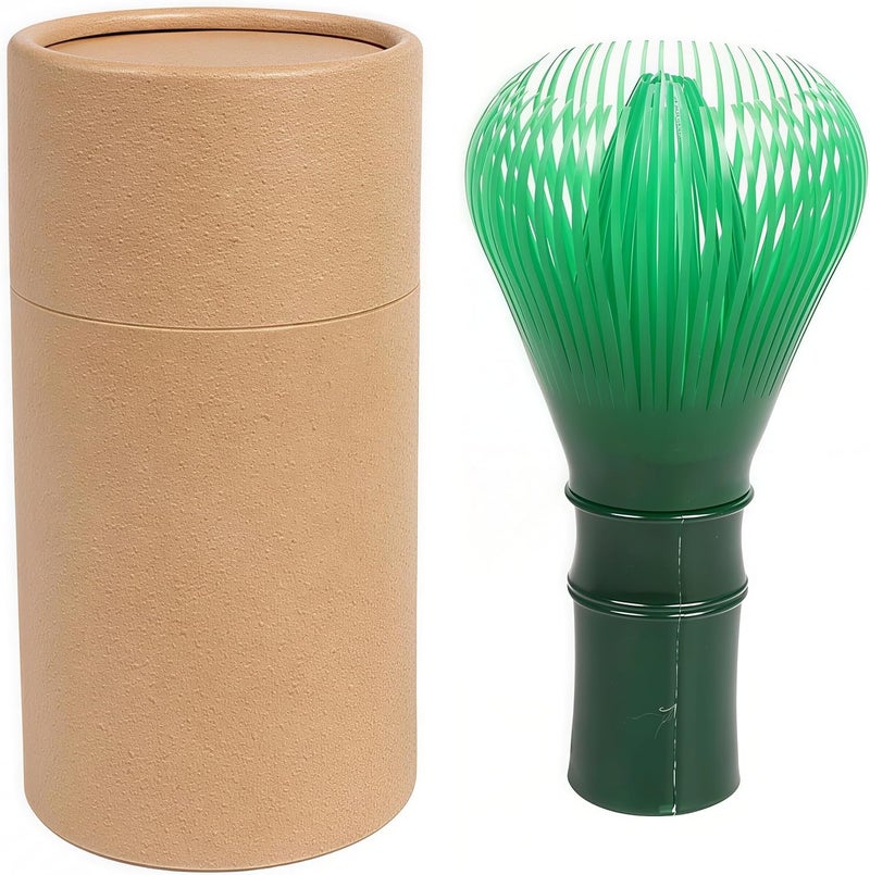 OUGETHER Resin Matcha Whisk Chasen Brush Tools for Matcha Green Tea Powder Reusable Powder Whisk with Whisk Holder Tea Ceremony (Green) - Image 1