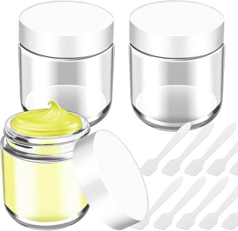 MotBach MotBach 3 Pack 4oz Glass Jars with Lids, Small Glass Containers with Lids and Inner Liners, 120ml Glass Jars Travel Toiletries with Spatulas for Makeup Cosmetic Slime Sample Lip Balm Cream Lotion 