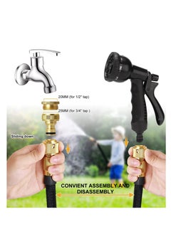 SYOSI Garden Hose 75ft,Expandable Garden Hose Pipe with 8 Modes Water Spray Gun, 1/2"-3/4" Solid Brass Fittings,Leak-Proof Garden Hosepipe for Gardening, Watering and Cleaning  - Image 4