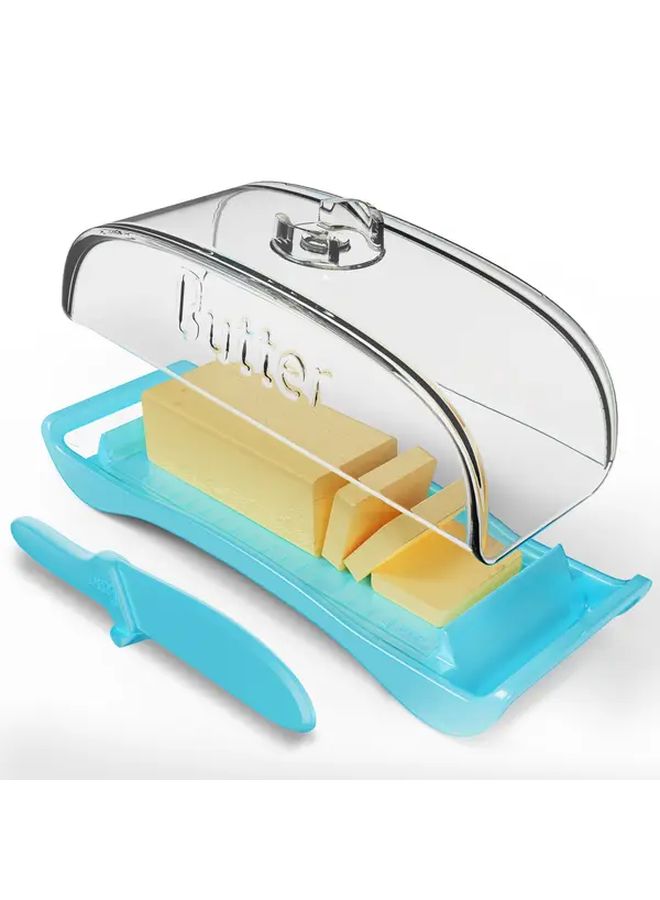Black Butter Dish With Stand And Knife - Image 1