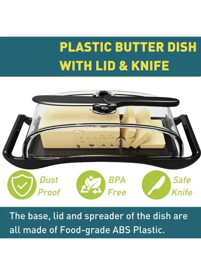 Black Butter Dish With Stand And Knife - Image 3