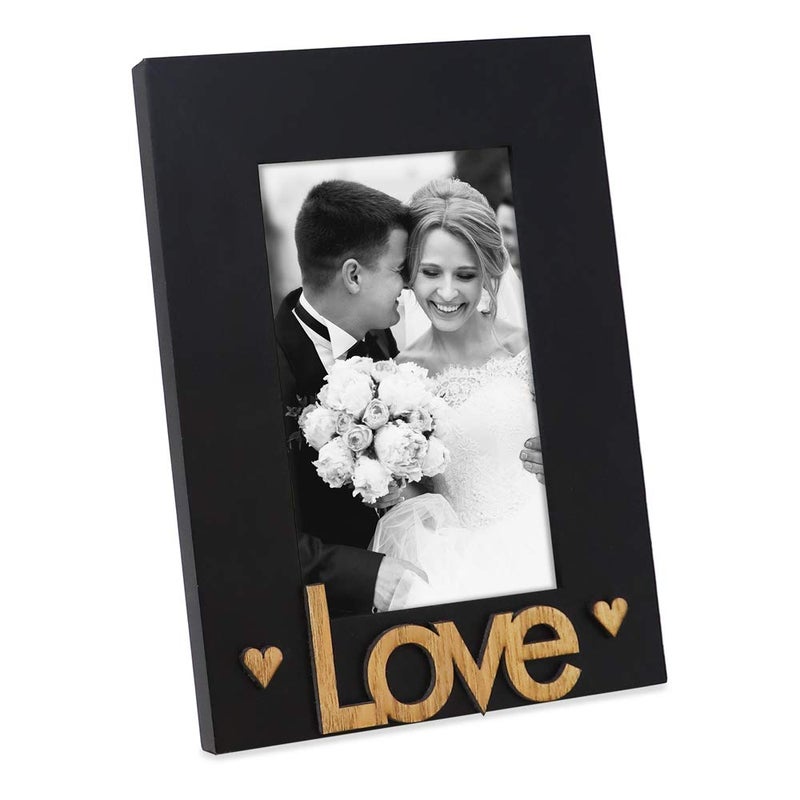 Isaac Jacobs Black Wood Sentiments â€œLoveâ€ Picture Frame, 4x6 inch, Photo Gift for Loved Ones, Family, Display on Tabletop, Desk (Black, 4x6) - Image 1