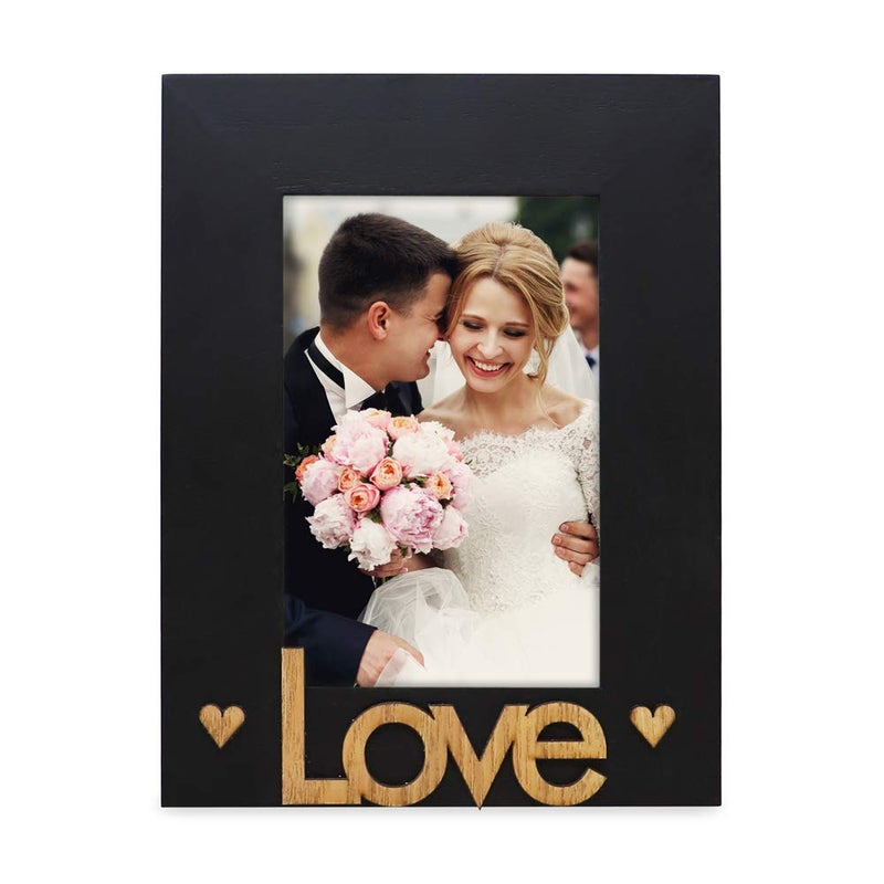 Isaac Jacobs Black Wood Sentiments â€œLoveâ€ Picture Frame, 4x6 inch, Photo Gift for Loved Ones, Family, Display on Tabletop, Desk (Black, 4x6) - Image 2