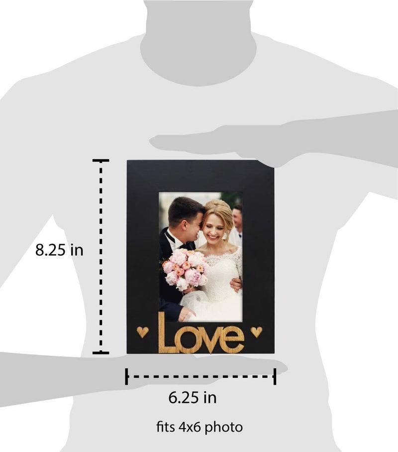 Isaac Jacobs Black Wood Sentiments â€œLoveâ€ Picture Frame, 4x6 inch, Photo Gift for Loved Ones, Family, Display on Tabletop, Desk (Black, 4x6) - Image 4