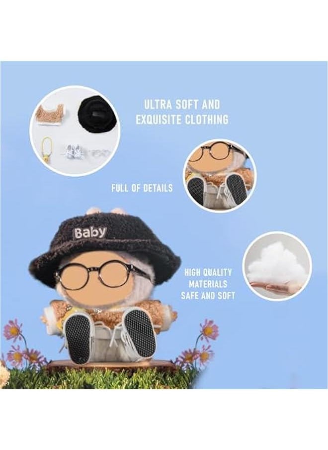 Arabest 5 Set Clothes for Labubu- Clothes for Dolls Outfit,Accessories for Labubu Dolls - Clothes +Light Pink Heart-Shaped Velvet hat + Small Camera + Glasses + Canvas Shoes, No Doll Included(Style F)  - Image 5